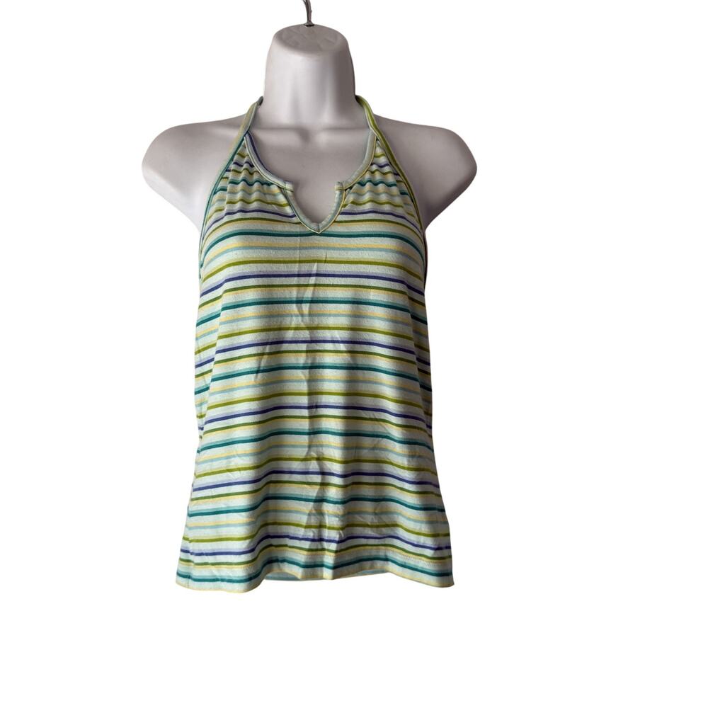 Tangents Halter Top Y2k Medium Multicolor‎ Striped Knit Going Out Casual Summer